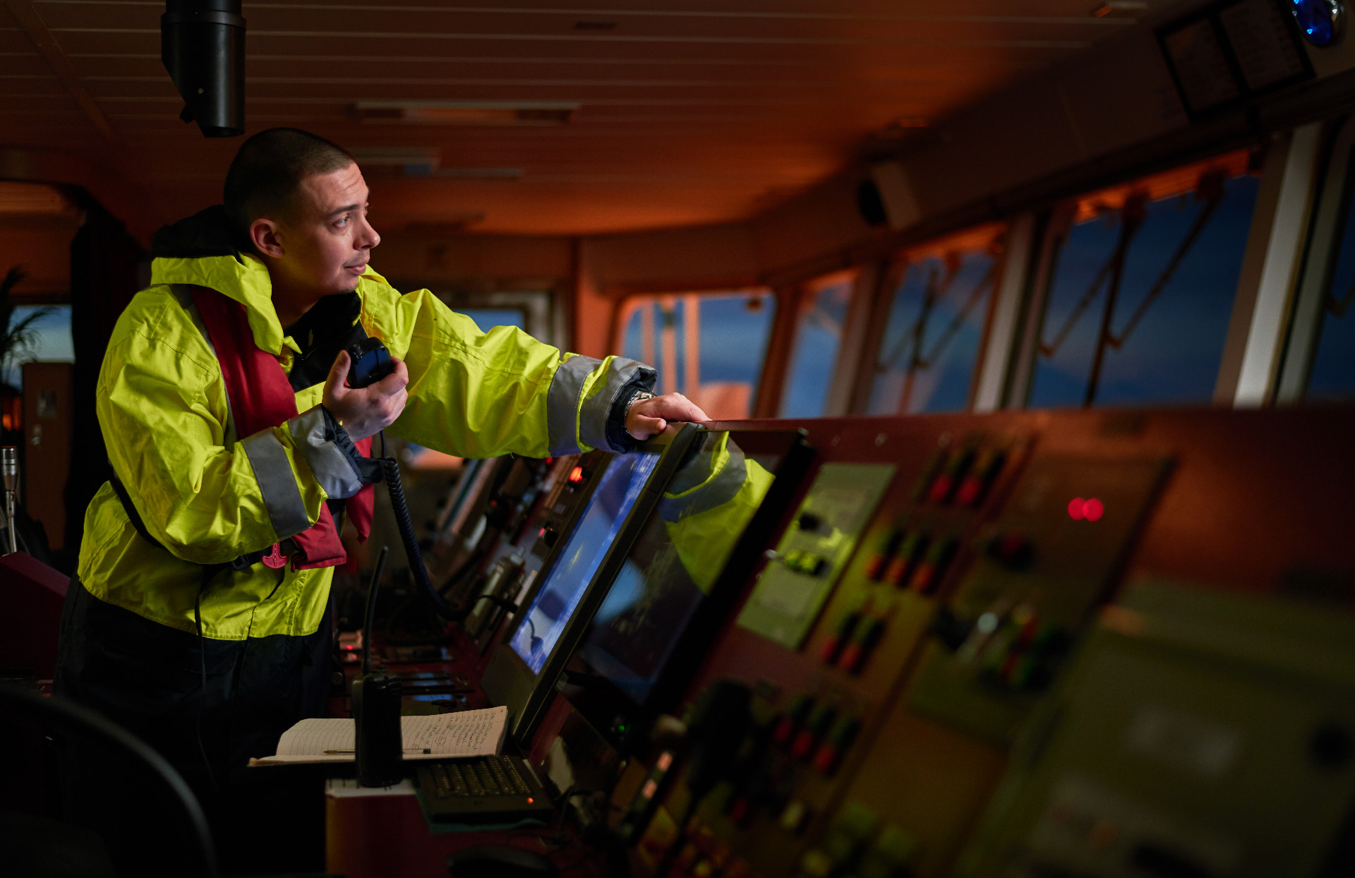 Maritime operations officer coordinating vessel dispatch